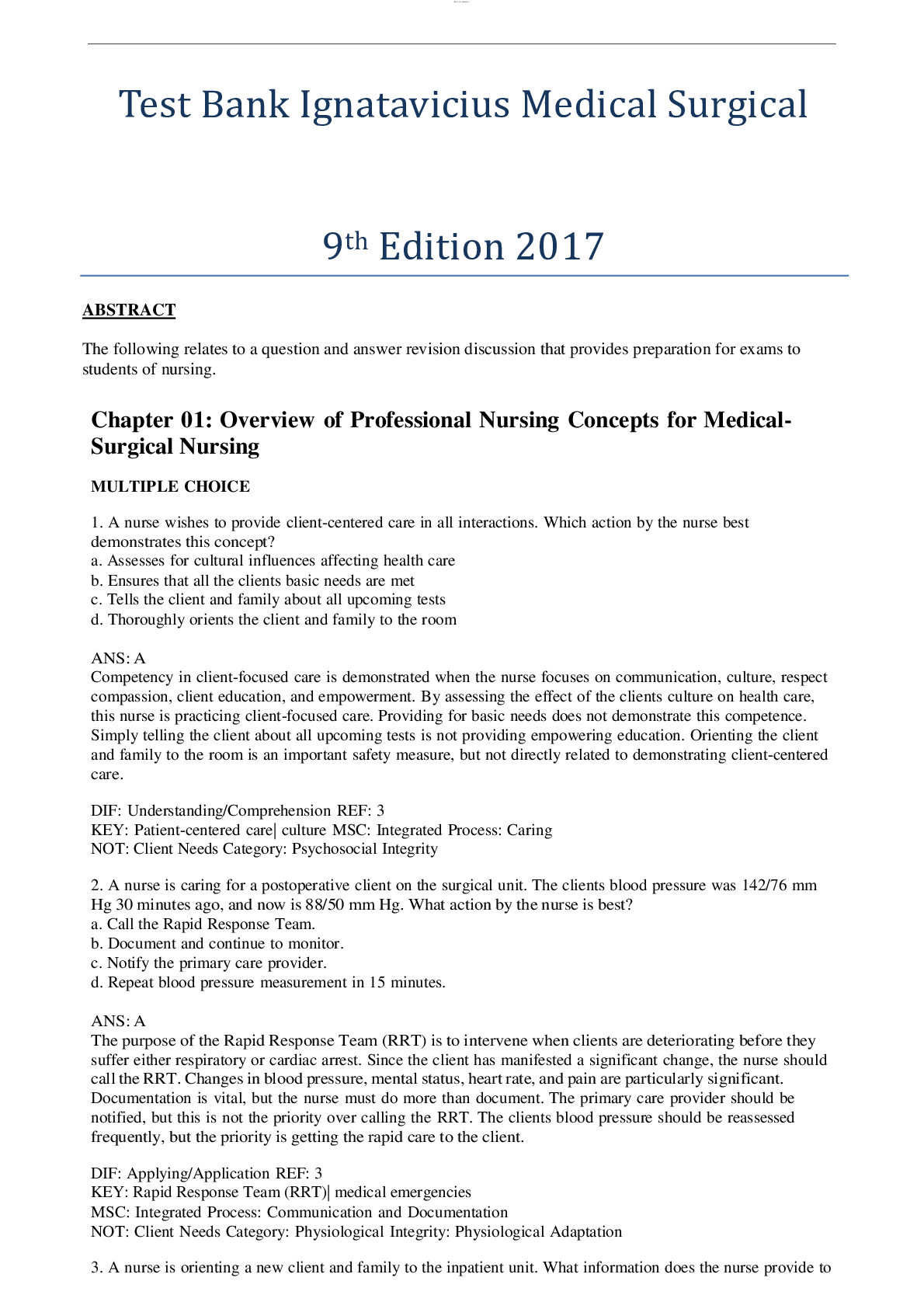 Preview image for Test bank ignatavicius Medical Surgical 9th edition 2017 2 328